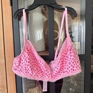 Savage X Fenty bralette Picky Leopard Print Lace adjustable lingerie cotton pink